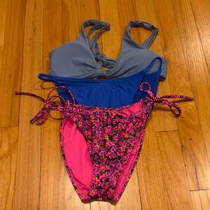 Blue and Pink Floral Bikini Set